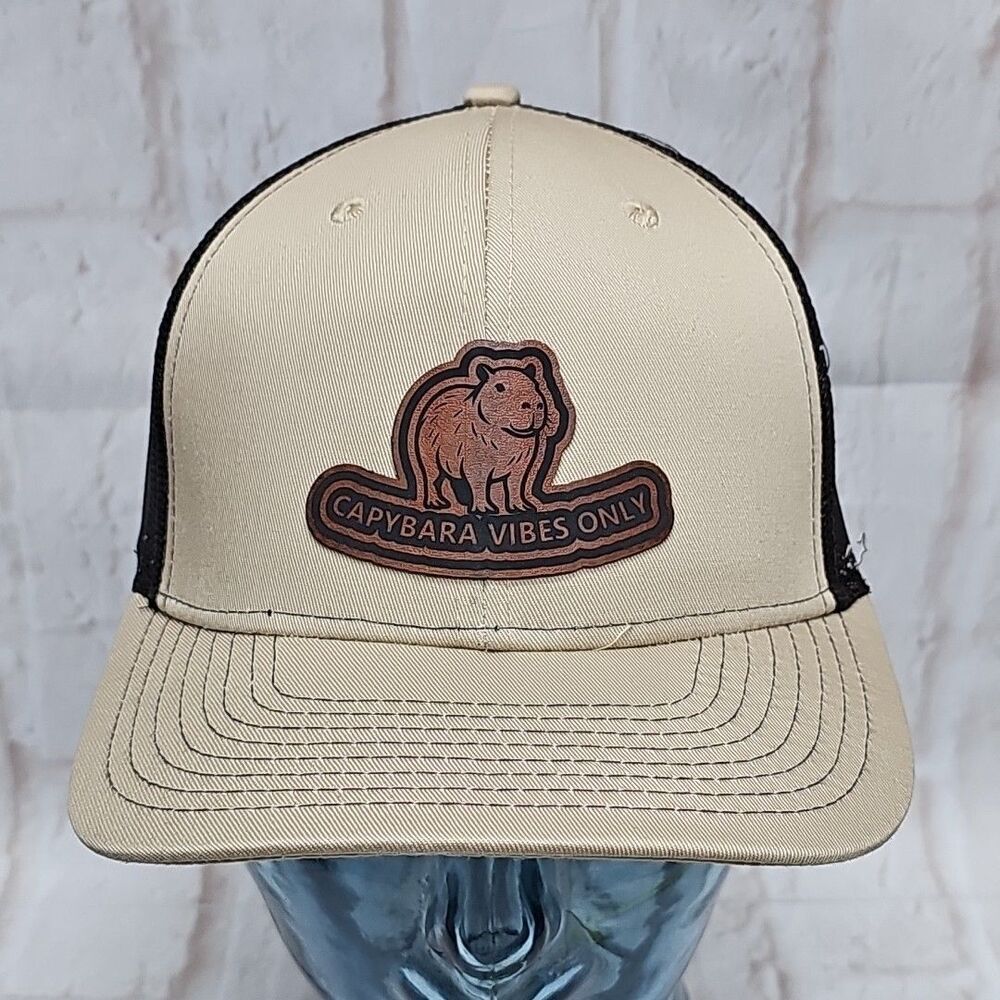 CAPYBARA VIBES ONLY Trucker Hat Cap Animal Brown Beige/Brown
